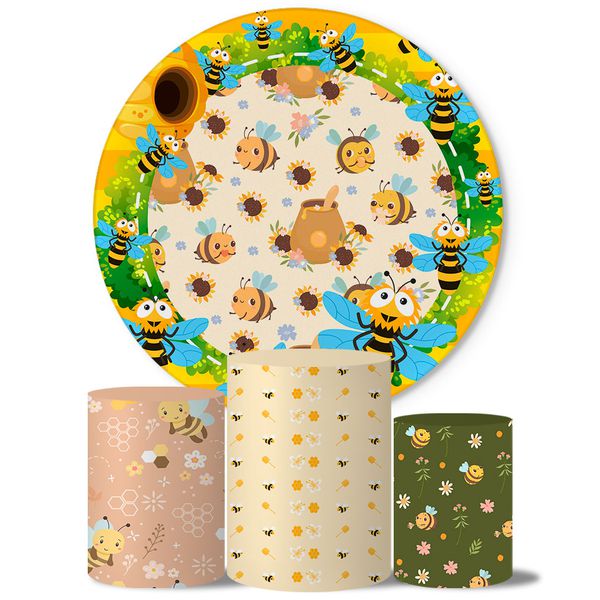 Trio Capas Cilindros + Painel Tema Abelha Veste Fácil 