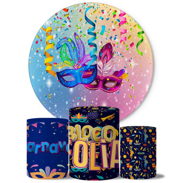 Trio Capas Cilindros + Painel Carnaval Bloco Folia Veste Fácil