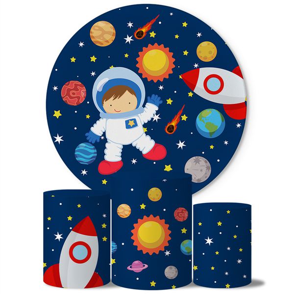 Trio Capas Cilindros + Painel Tema Astronauta Cometas Veste Fácil