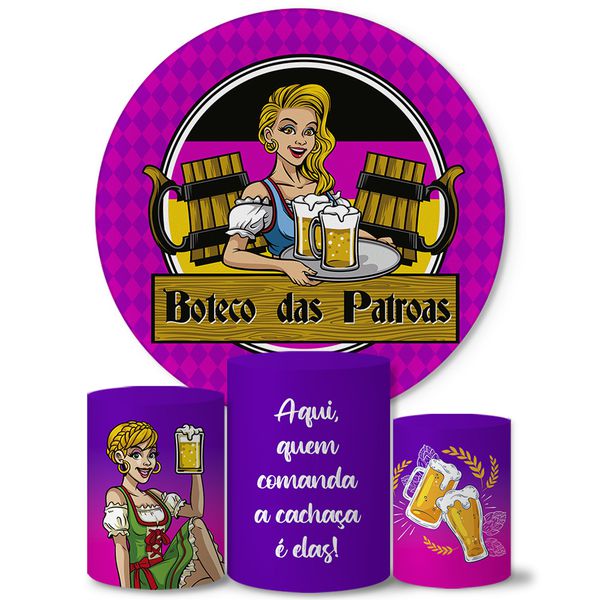Trio Capas Cilindros + Painel Tema Boteco das Patroas Veste Fácil