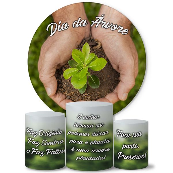 Trio Capas Cilindros + Painel Tema Dia da Arvore 2 Veste Fácil