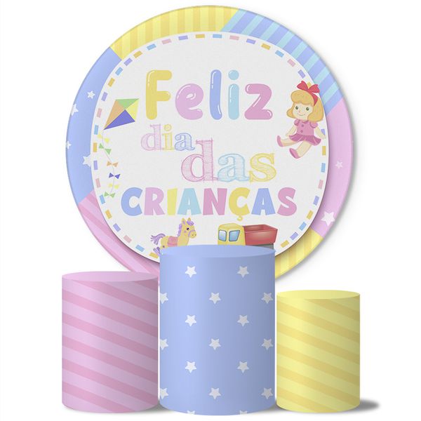Trio Capas Cilindros + Painel Tema Dia das Crianças 6 Veste Fácil