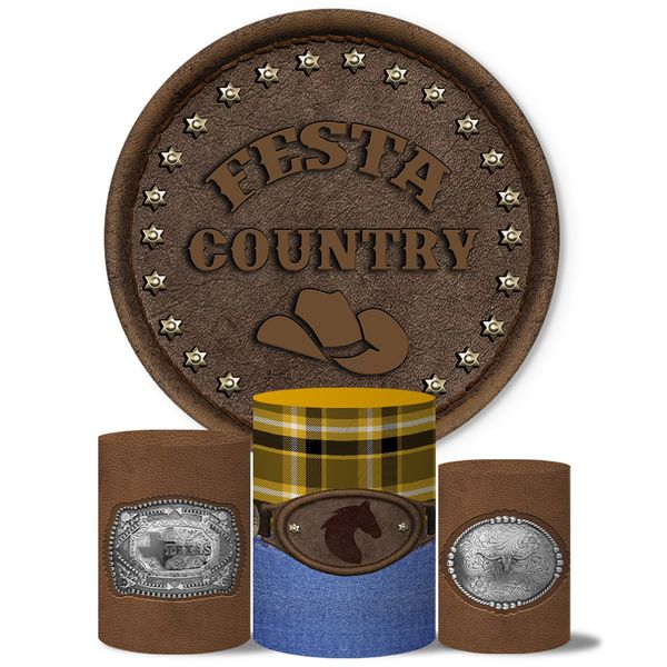 Trio Capas Cilindros + Painel Tema Festa Country Veste Fácil