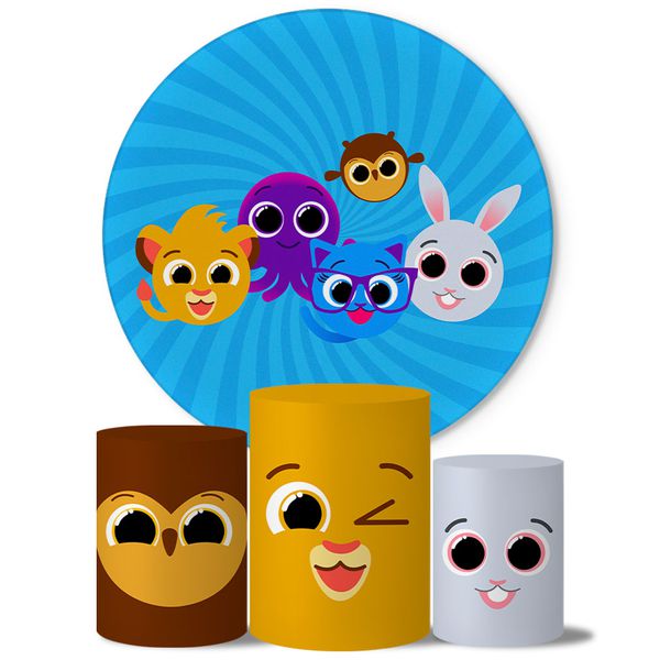 Trio Capas Cilindros + Painel Tema Bolofofos Felizes Veste Fácil