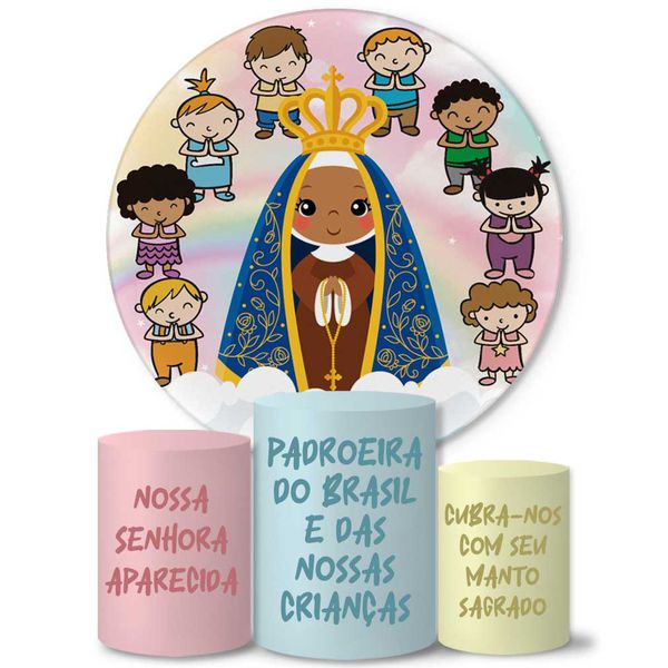 Trio Capas Cilindros + Painel Tema Nossa Senhora Veste Fácil 