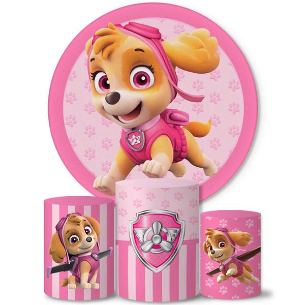 Trio Capas Cilindros + Painel Tema Skye Patrulha Canina Veste Fácil