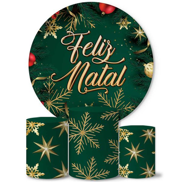 Trio Capas Cilindros + Painel Tema Feliz Natal 7 Veste Fácil
