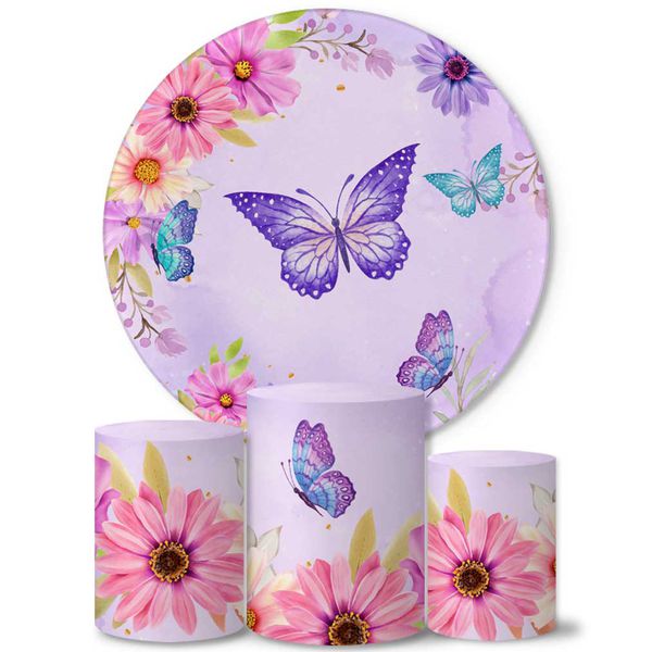 Trio Capas Cilindros + Painel Tema Floral Borboletas Veste Fácil