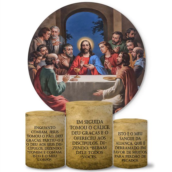 Trio Capas Cilindros + Painel Tema Santa Ceia Veste Fácil