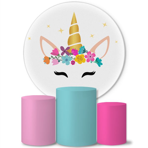 Trio Capas Cilindros + Painel Tema Unicórnio Estrela Veste Fácil