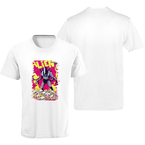 Camiseta Premium Alien Caveira Branca