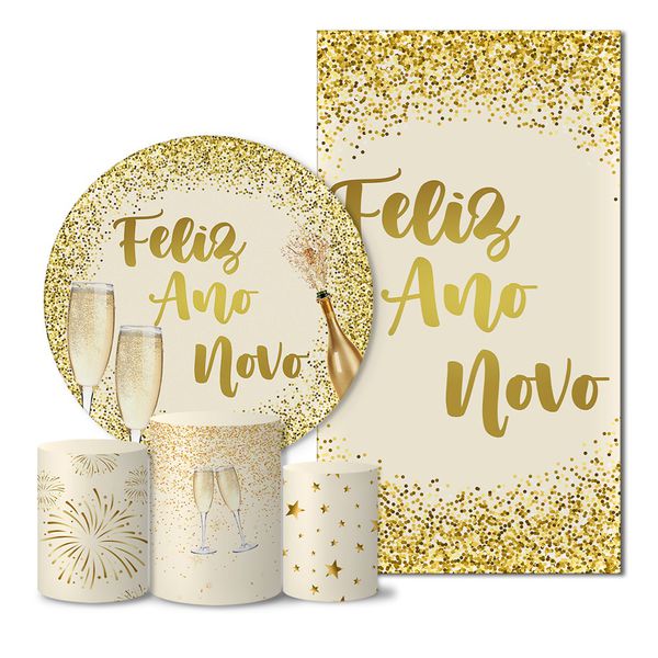 Trio Capas + Painéis Casado Tema Feliz Ano Novo Veste Fácil 