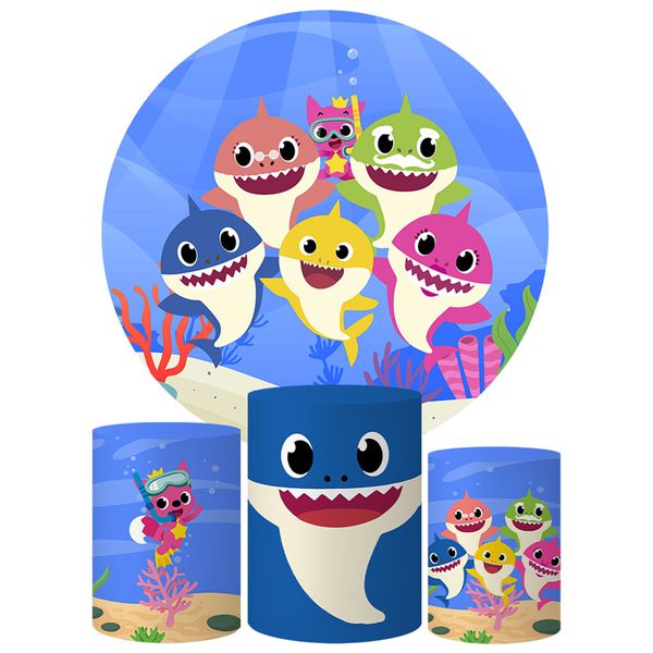 Trio Capas Cilindros + Painel Tema Baby Shark Azul Veste Fácil