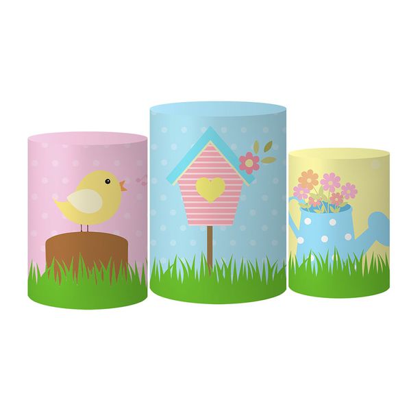 Trio Capas Cilindro Tema Jardim Encantado Veste Fácil C/ Elástico