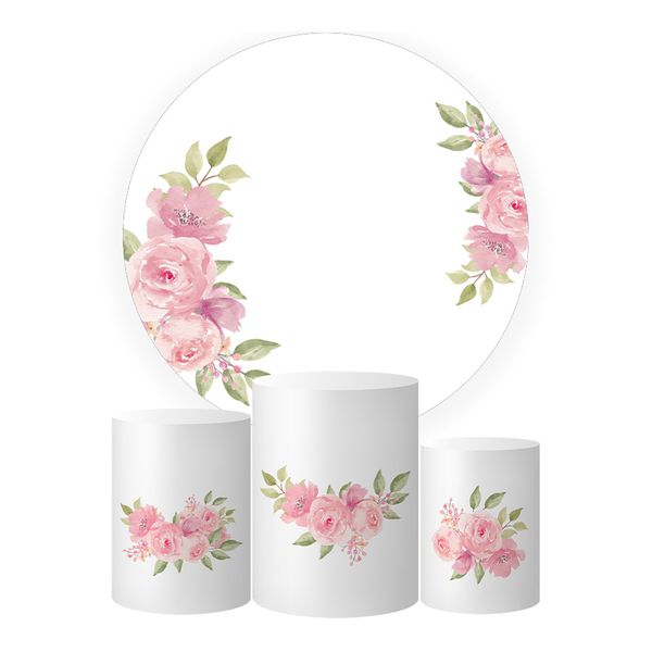 Trio Capas Cilindros + Painel Tema Flores Aquarela Veste Fácil