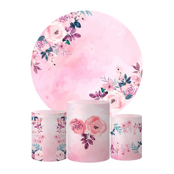 Trio Capas Cilindros + Painel Tema Flores Veste Fácil