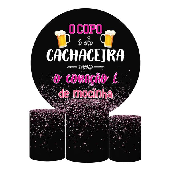 Trio Capas Cilindros + Painel Tema Frase Mocinha Veste Fácil
