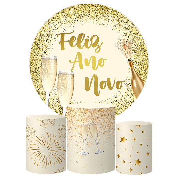 Trio Capas Cilindros + Painel Tema Ano Novo Veste Fácil