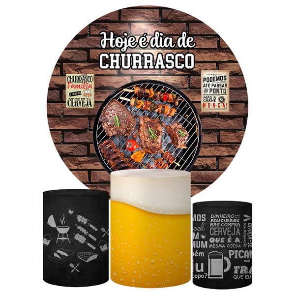 Trio Capas Cilindros + Painel Tema Churrasco Veste Fácil