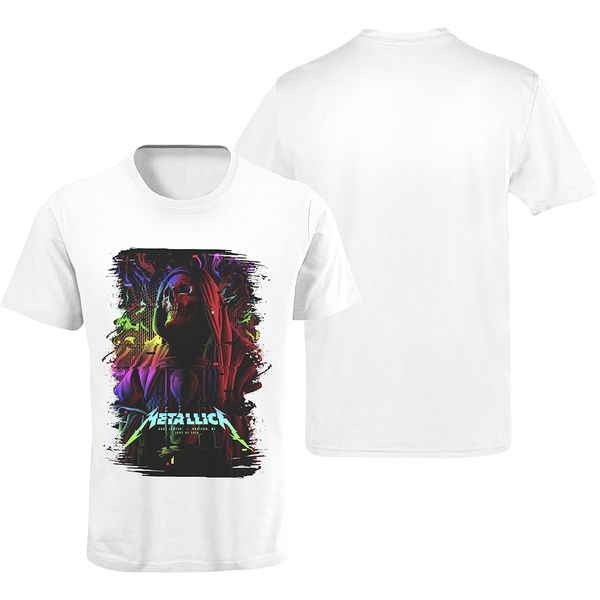Camiseta Premium Metálica Caveira Branca
