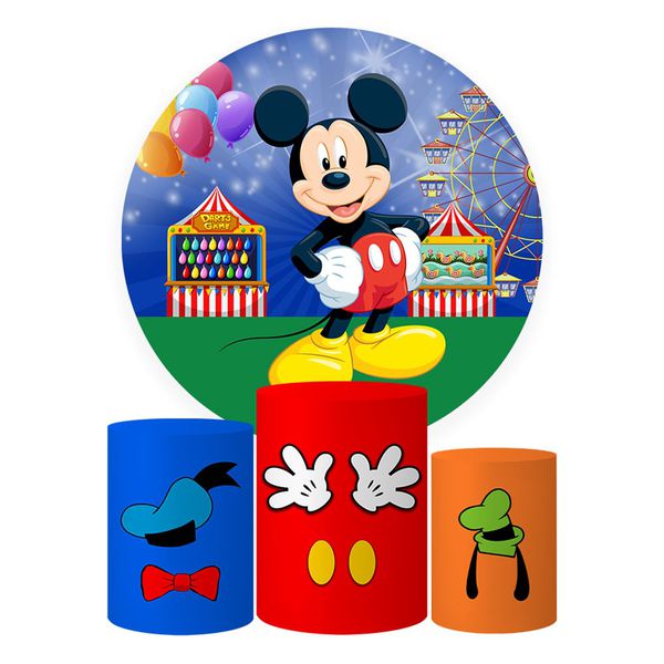 Trio Capas Cilindros + Painel Tema Mickey Parck Veste Fácil