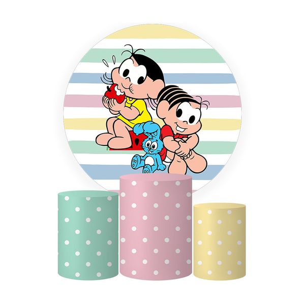 Trio Capas Cilindros + Painel Tema Mônica e Magali Veste Fácil
