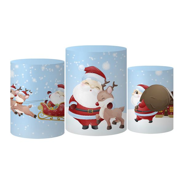 Trio Capas Cilindro Tema Feliz Natal 3 Veste Fácil C/ Elástico