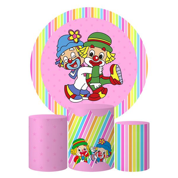 Trio Capas Cilindros + Painel Tema Patati Patata Rosa Veste Fácil