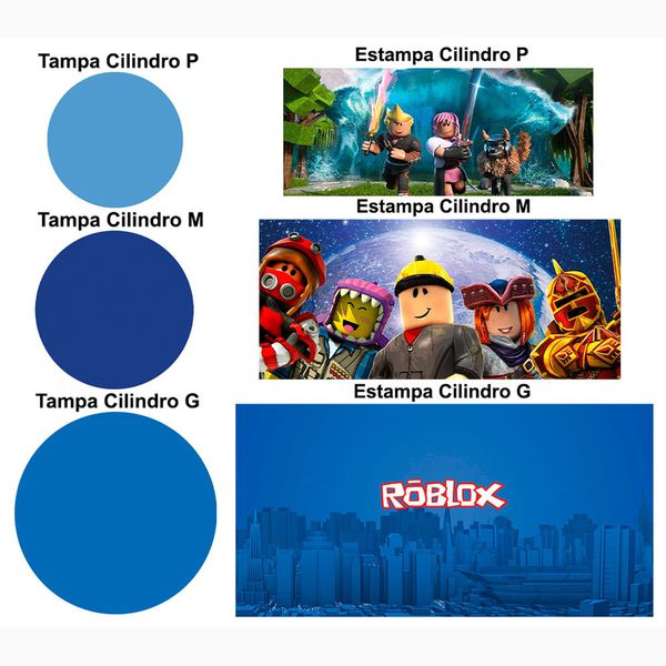 Trio Capa Cilindro + Painel Tema Roblox Azul Veste Fácil