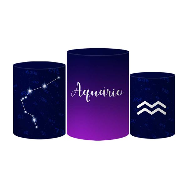 Trio Capas Cilindros Tema Signo Aquário Veste Fácil C/ Elástico