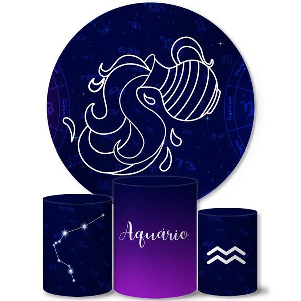 Trio Capas Cilindros + Painel Tema Signo Aquário Veste Fácil