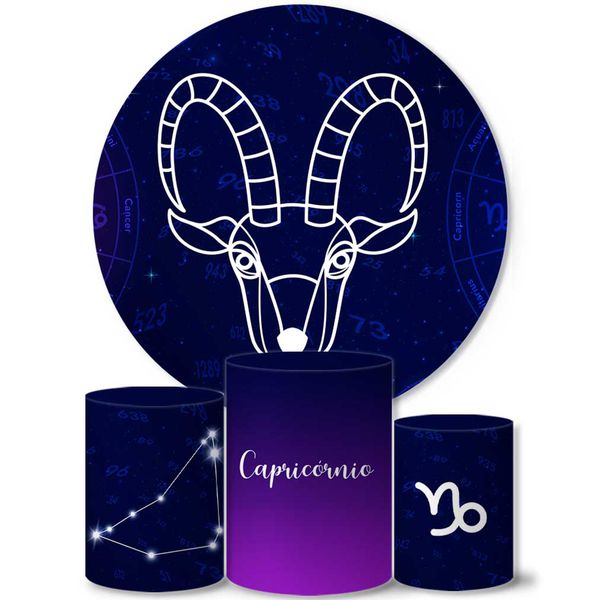 Trio Capas Cilindros + Painel Tema Signo Capricórnio Veste Fácil