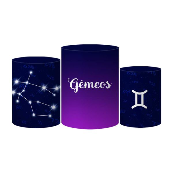 Trio Capas Cilindros Tema Signo Gêmeos Veste Fácil C/ Elástico