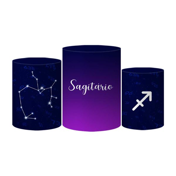 Trio Capas Cilindros Tema Signo Sagitário Veste Fácil C/ Elástico