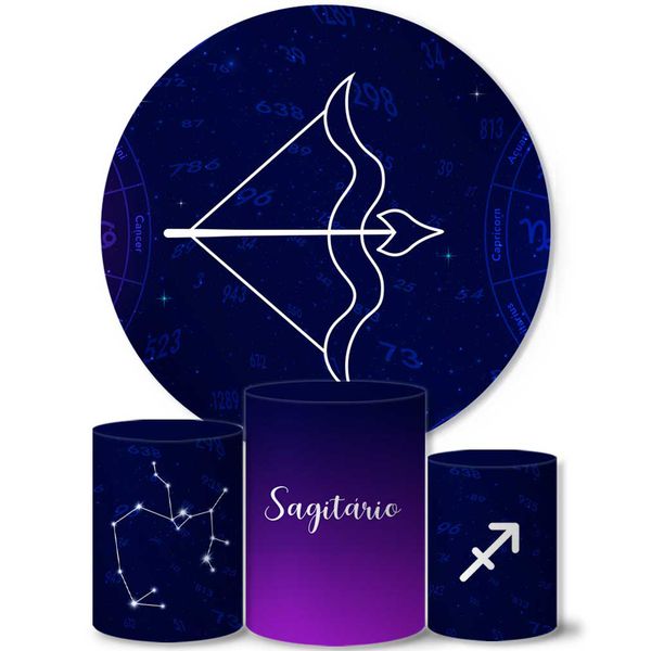 Trio Capas Cilindros + Painel Tema Signo Sagitário Veste Fácil
