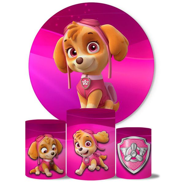 Trio Capas Cilindros + Painel Tema Skye Patrulha Canina Veste Fácil