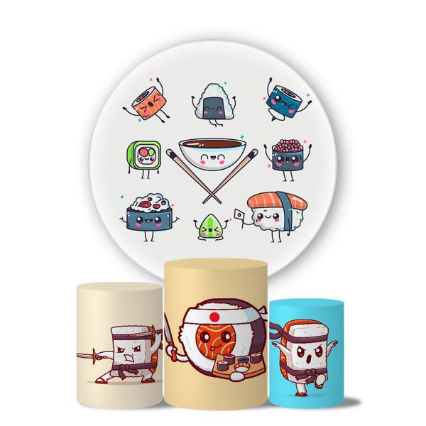 Kit Painel Cilindro Tema Sushi Ninja