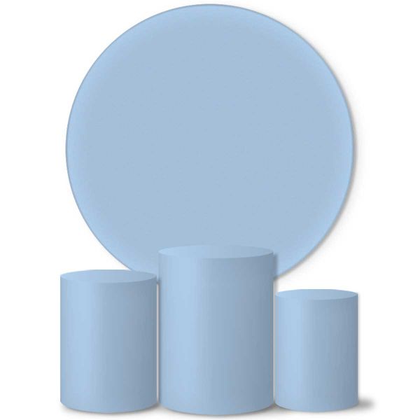 Trio Capas Cilindros + Painel Tons Pastel Azul Claro Veste Fácil