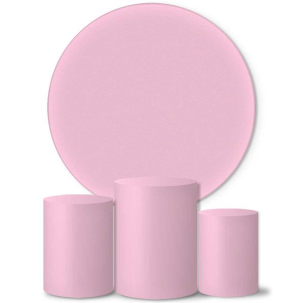 Trio Capas Cilindros + Painel Tons Pastel Rosa Veste Fácil 