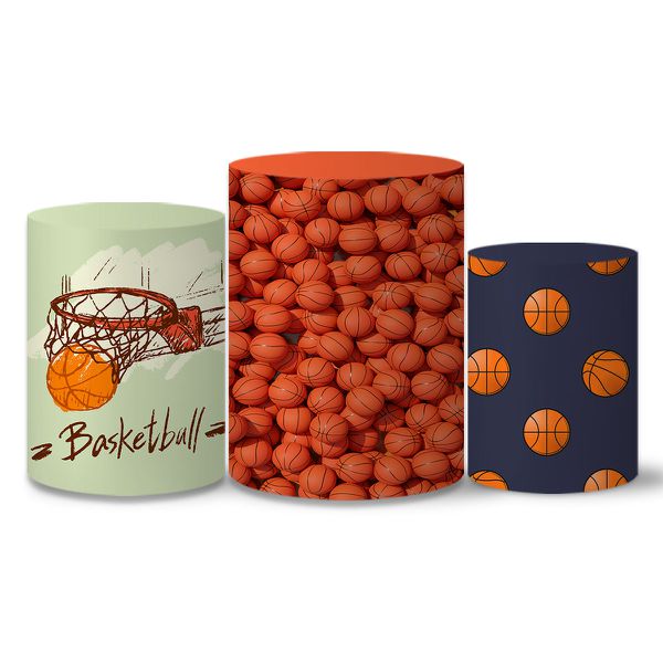 Trio Capas Cilindros Tema Basquete 2 Veste Fácil C/ Elástico