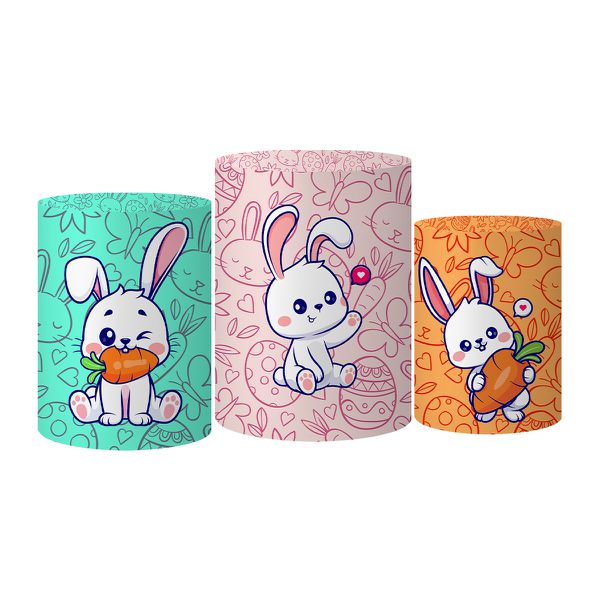 Trio Capas Cilindros Tema Pascoa 10 Veste Fácil C/ Elástico