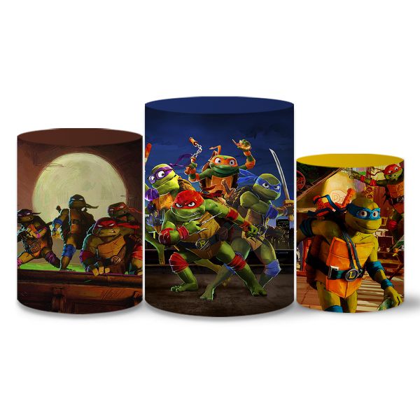 Trio Capas Cilindros Tema Tartarugas Ninjas 2 Veste Fácil C/ Elástico