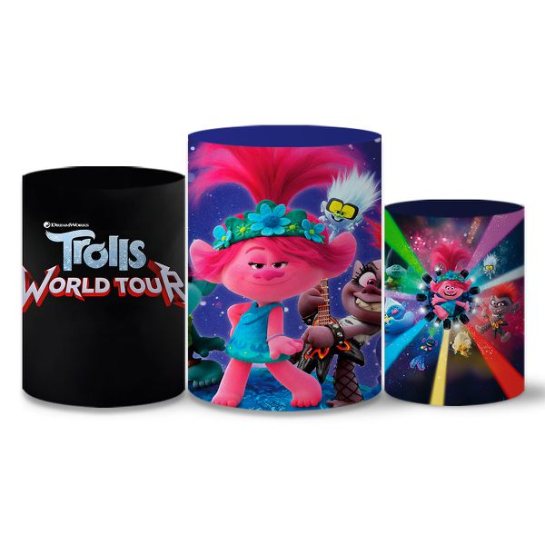 Trio Capas Cilindros Tema Trolls Veste Fácil C/ Elástico