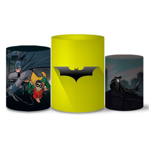 Trio Capas Cilindros Tema Batman Veste Fácil C/ Elástico
