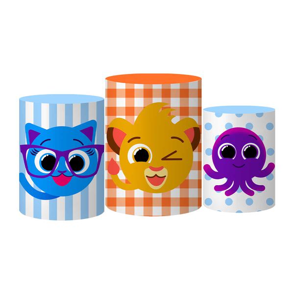 Trio Capas Cilindros Tema Bolofofos Musical Veste Fácil C/ Elástico