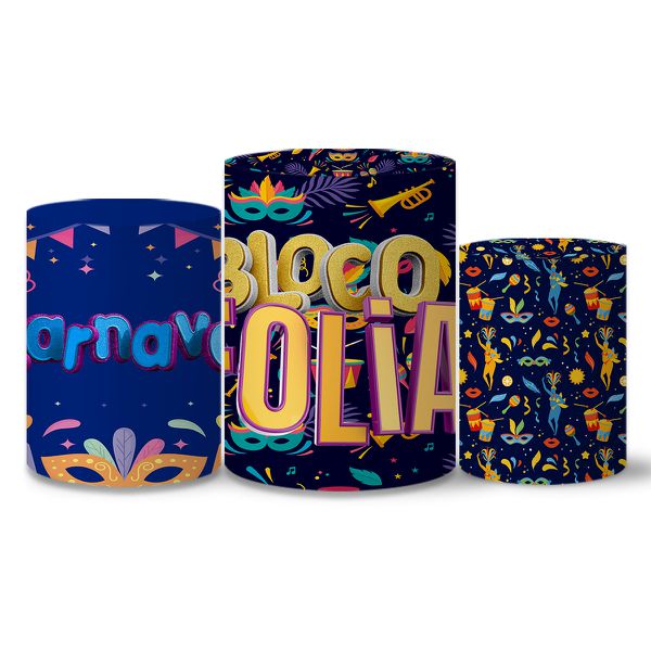 Trio Capas Cilindros Tema Carnaval Bloco Folia Veste Fácil C/ Elástico