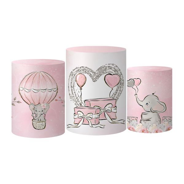 Trio Capas Cilindros Tema Elefantinho Rosa Veste Fácil 