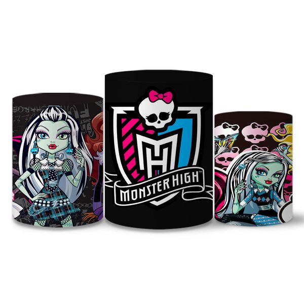 Trio Capas Cilindros Tema Monster High Veste Fácil C/ Elástico
