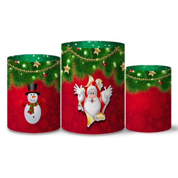 Trio Capas Cilindros Tema Feliz Natal 8 Veste Fácil C/ Elástico