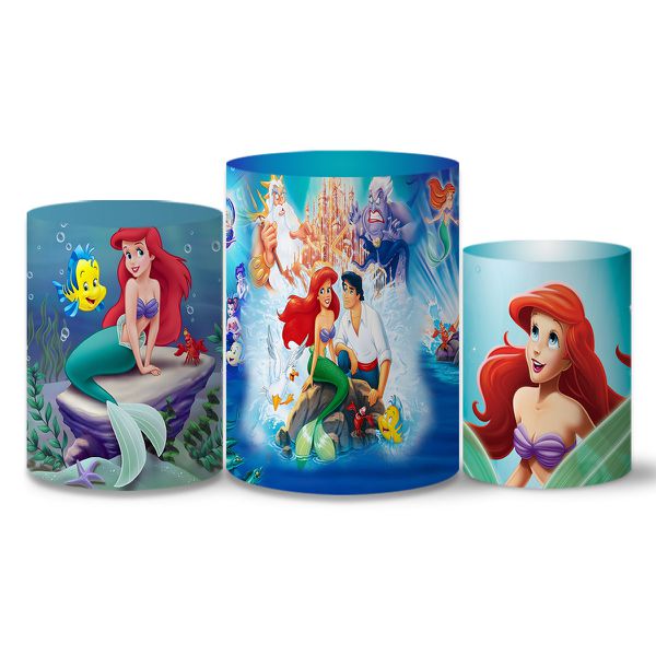 Trio Capas Cilindros Tema Pequena Sereia 6 Veste Fácil C/ Elástico